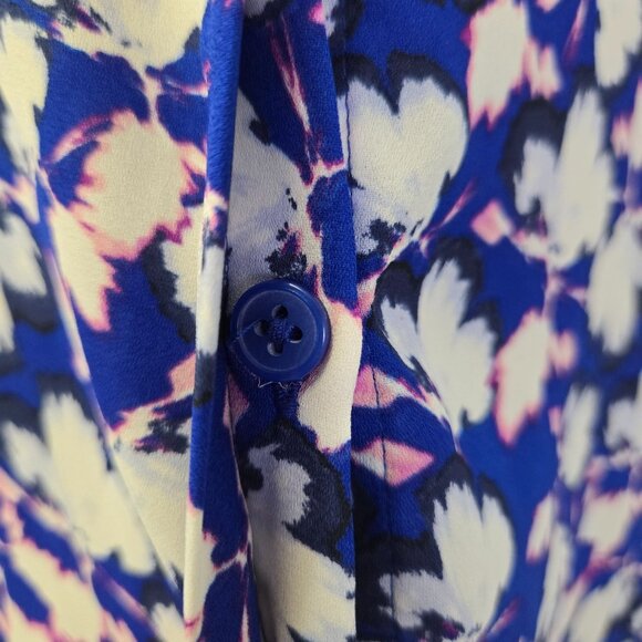 Banana Republic Factory Floral Ruffle Collar Button Down Blouse Size Medium Peti - Picture 5 of 7